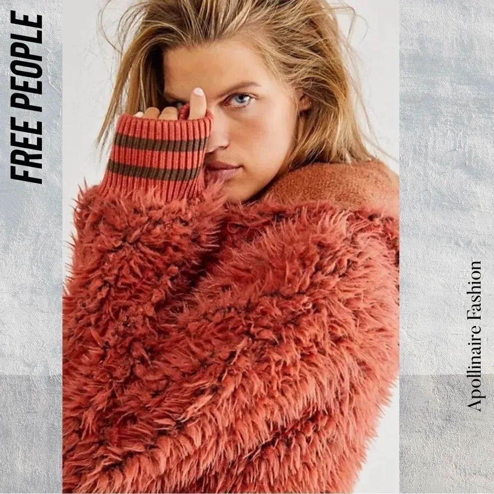 WE THE FREE FLUFFY DOLMAN VARSITY JACKET IN RUST NWOT M/L